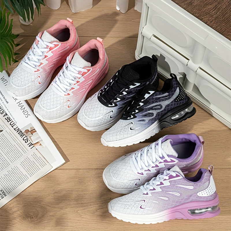 Women's Sporty Running Shoes Ombre Lace-Up Sneakers With Air Cushion