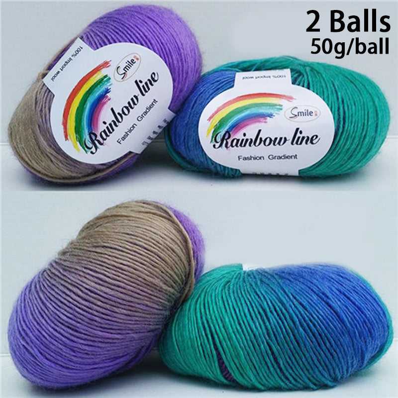 2pcs Wool Rainbow Thread for DIY Knitting & Crocheting
