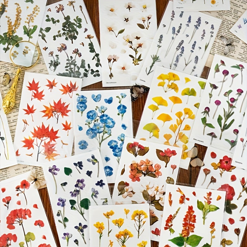 Pressed Flower Themed Stickers Dried Floral Resin Stickers Decals