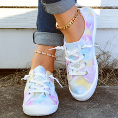 Tie Dye Low Top Lace Up Canvas Shoes