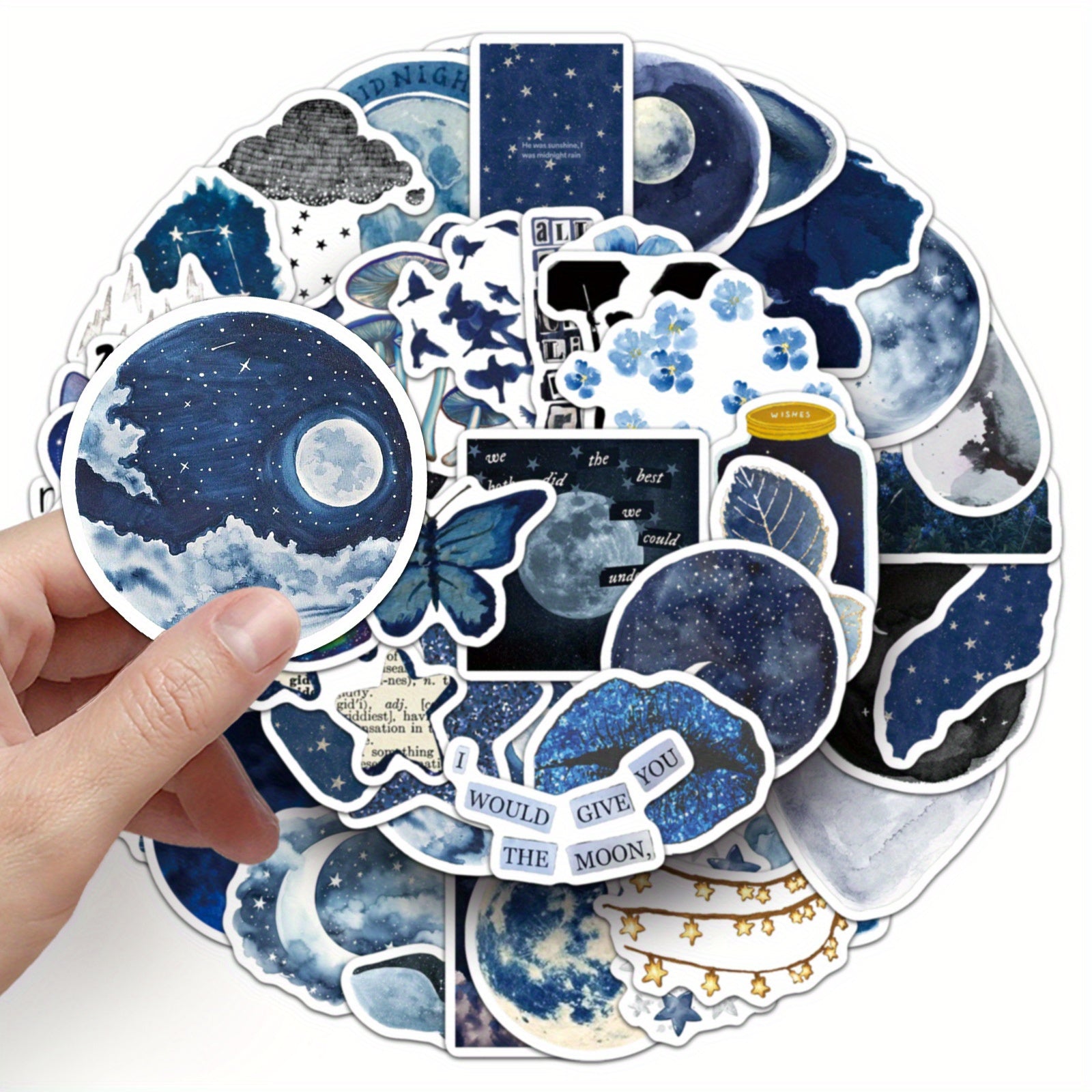 50pcs Midnight Rainy Night Stickers Nocturnal Cityscape Cats Self Adhesive