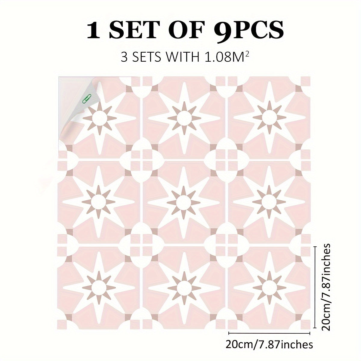 9pcs Pink Printed Floor Stickers Waterproof Anti-slip Home Decoration