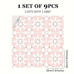 9pcs Pink Printed Floor Stickers Waterproof Anti-slip Home Decoration