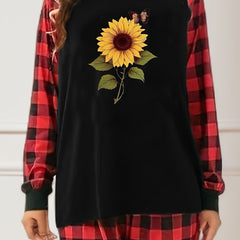 Sunflower & Butterfly Print Lounge Set