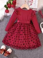 Toddler Girls Polka Dot Tutu Princess Dress Stitching Tulle Dress