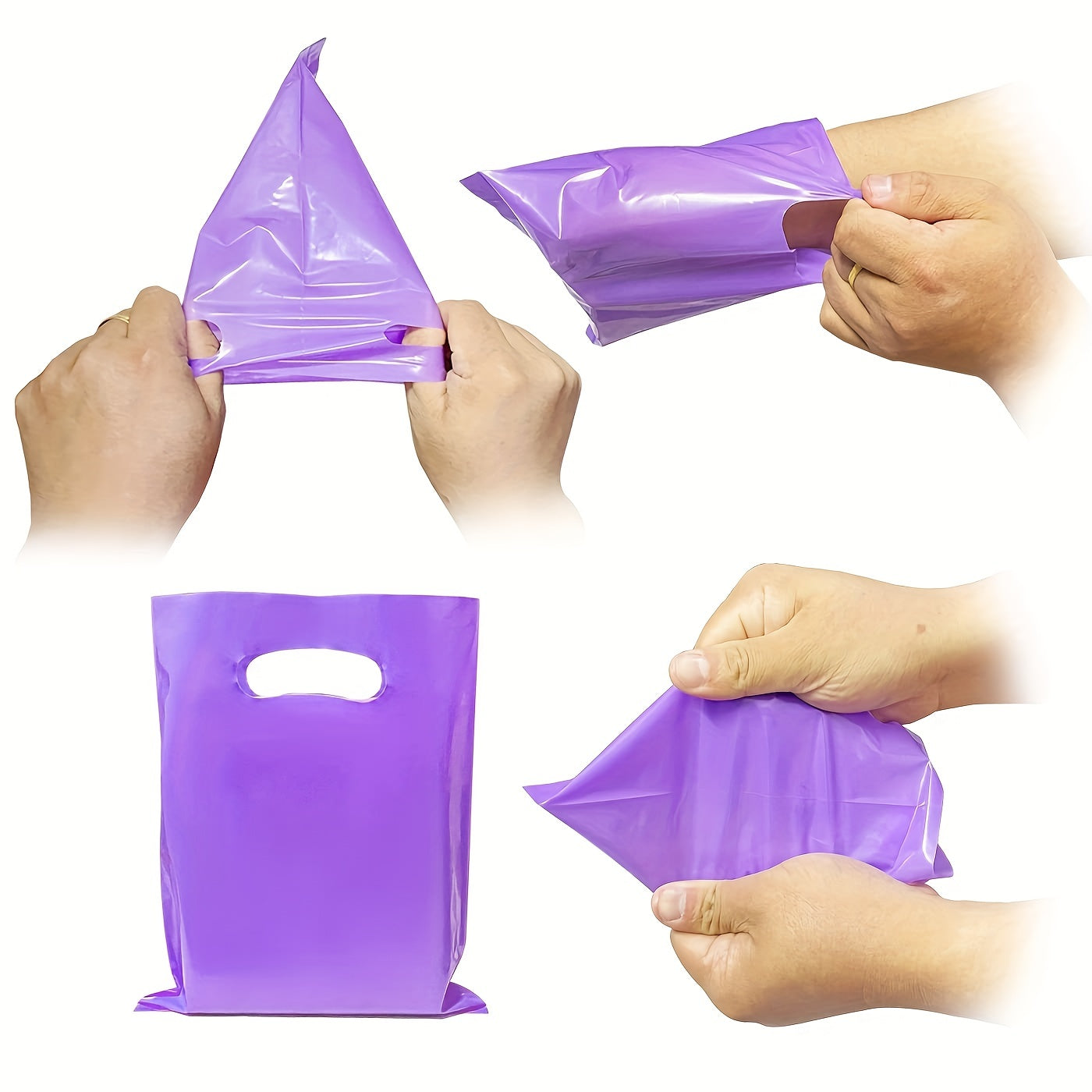 100pcs 15 x 20 Assorted Plastic Party Goodie Bags Bulk With Handle