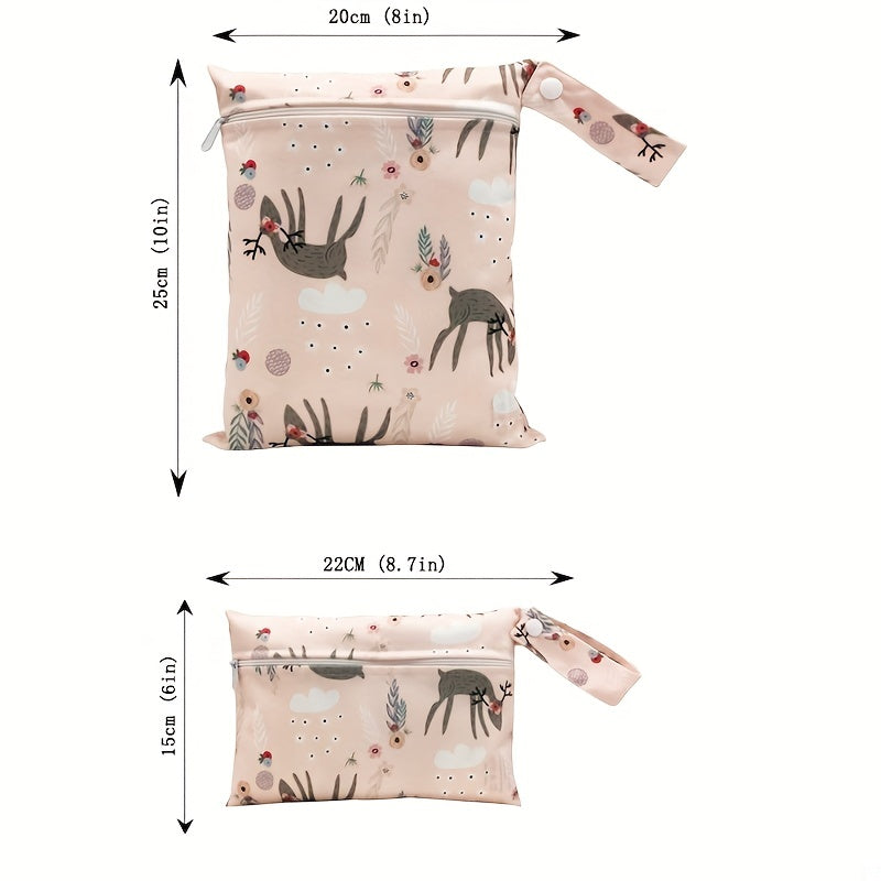 2pcs Elk Print Waterproof Diaper Bag Washable Travel Bag