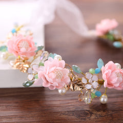 Rose Flower Crown Wedding Headband Wrist Band