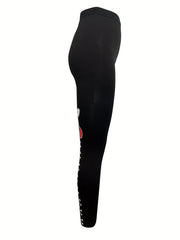 Cherry & Skull Print Skinny Leggings Casual Stretchy Leggings