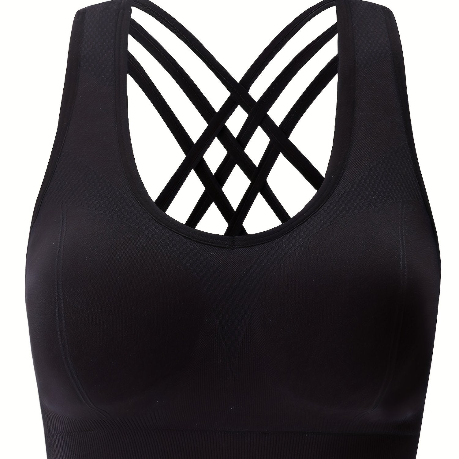 Sports Bra Women's Plus Solid Seamless Padded Cross Back Fitness Bra