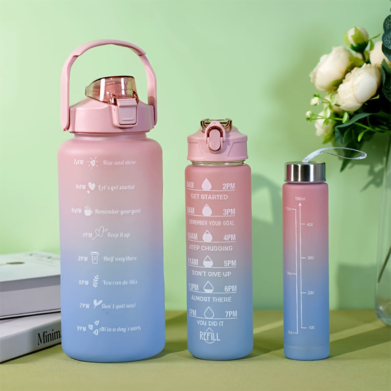 Gradient Frosted Plastic Water Cup Portable Large Capacity 3pcs Set