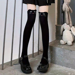 Cartoon Cat Thigh High Socks Women's Stockings & Hosiery
