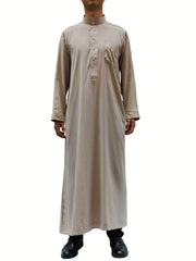 Muslim Men Long Sleeve Thobe Middle East Saudi Arab Kaftan Islamic Robe