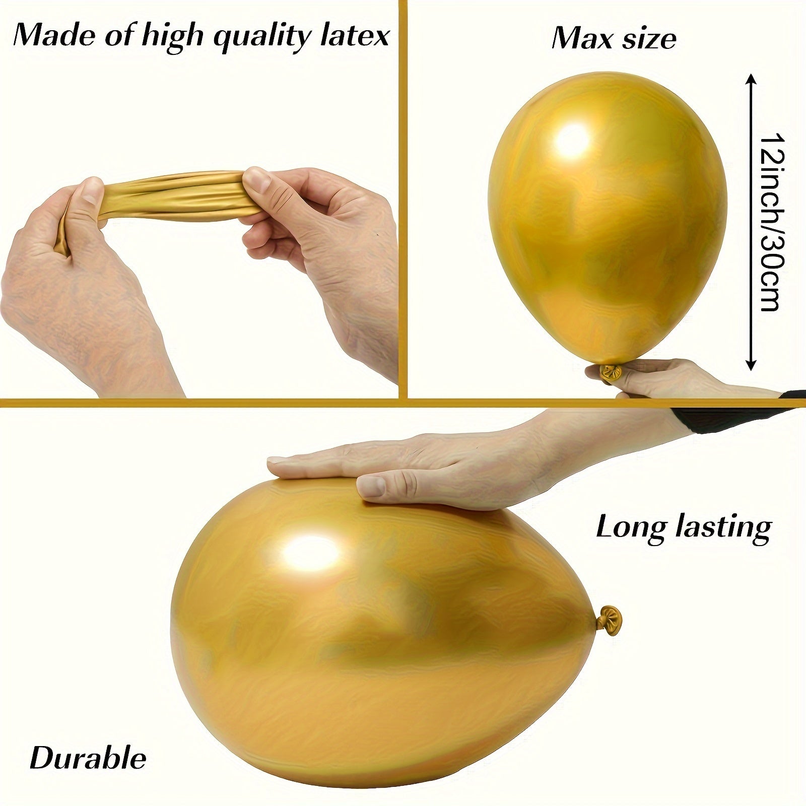 110pcs Golden Metal Chromium Latex Balloons With Ribbons for Parties Birthdays