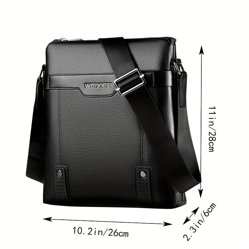Men's Business PU Leather Crossbody Bag Large Capacity Messenger Bag