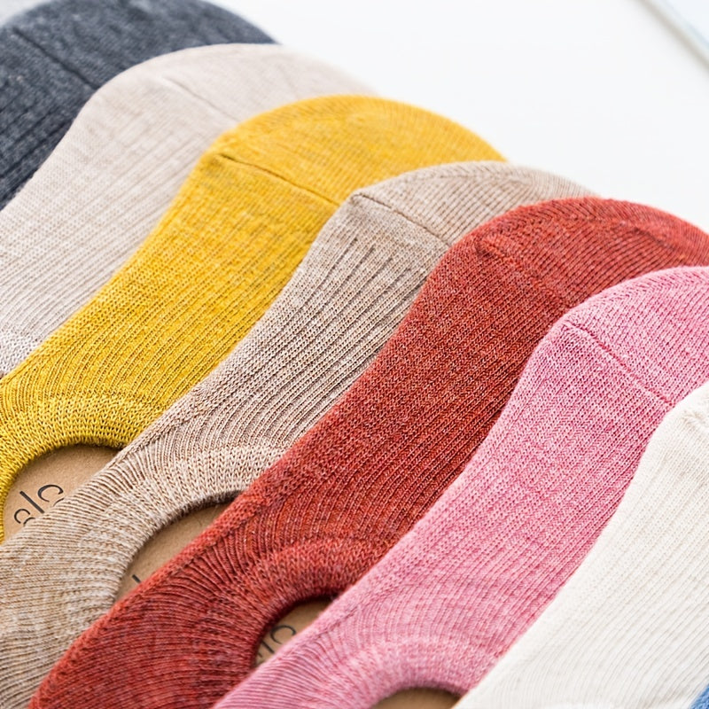 10 Pairs Invisible No Show Socks Low Cut Liner Non Slip Solid Cotton Socks