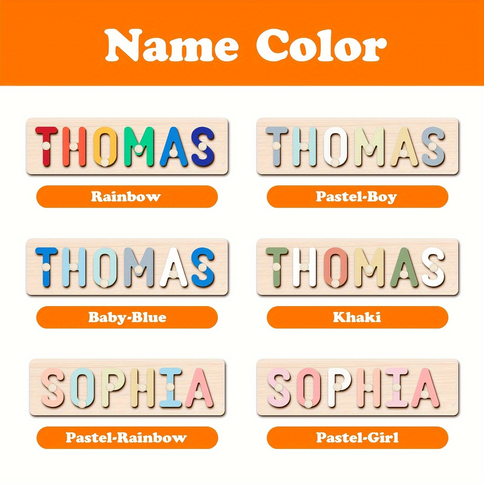Custom Wooden Name Puzzle with Handle - Personalized English Alphabet