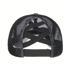 Ponytail Trucker Hat Distressed Baseball Cap Mesh Breathable Dad Hats For Women