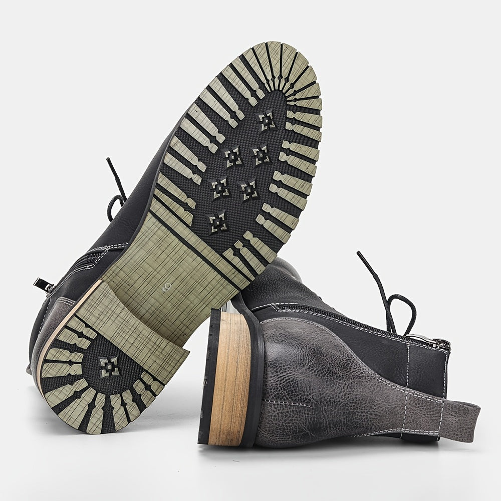 Men's PU Leather Casual Ankle Boots High Top Dress Shoes