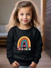 Girls Rainbow Pattern Crew Neck Sweatshirt Spring Fall Christmas Gift