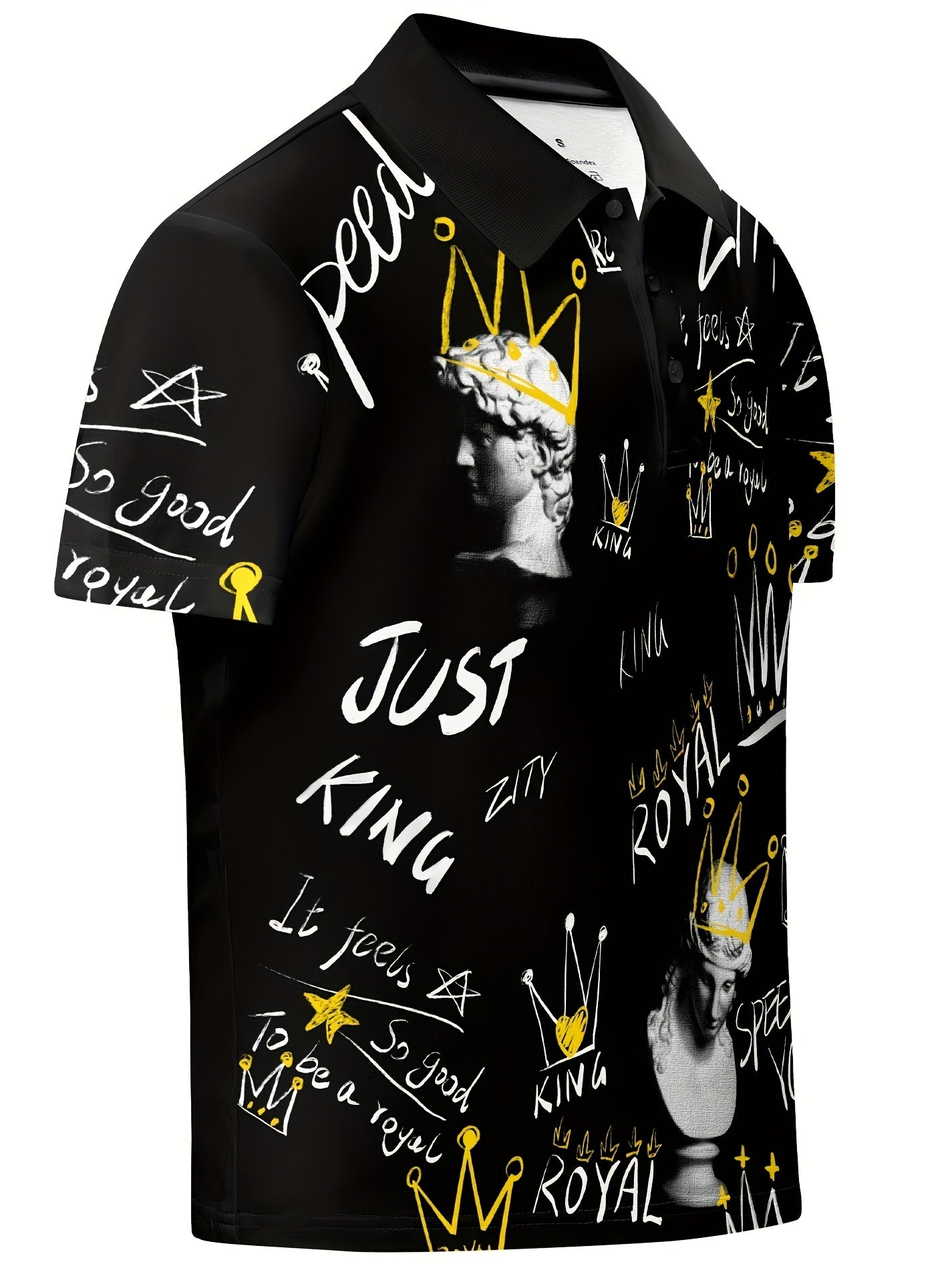 Graffiti Letter & Statue Print Boys Polo Shirt