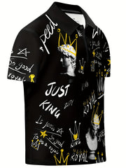 Graffiti Letter & Statue Print Boys Polo Shirt