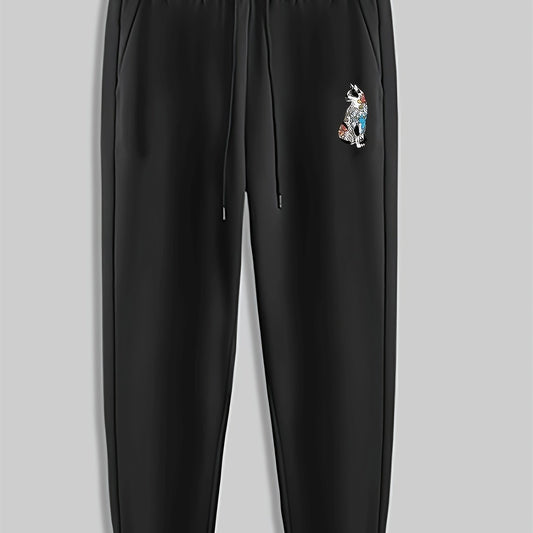 Dog Print Men's Drawstring Sweatpants for Spring Autumn