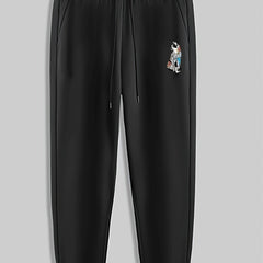 Dog Print Men's Drawstring Sweatpants for Spring Autumn