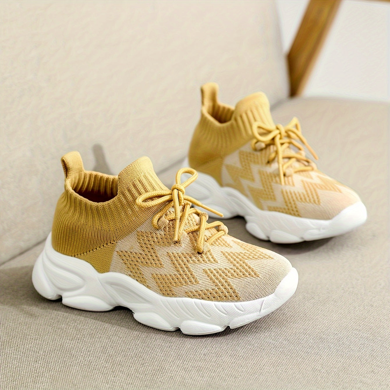 Kid's Breathable Lace Up Sneakers Comfy Non Slip Shoes for Outdoor Activities