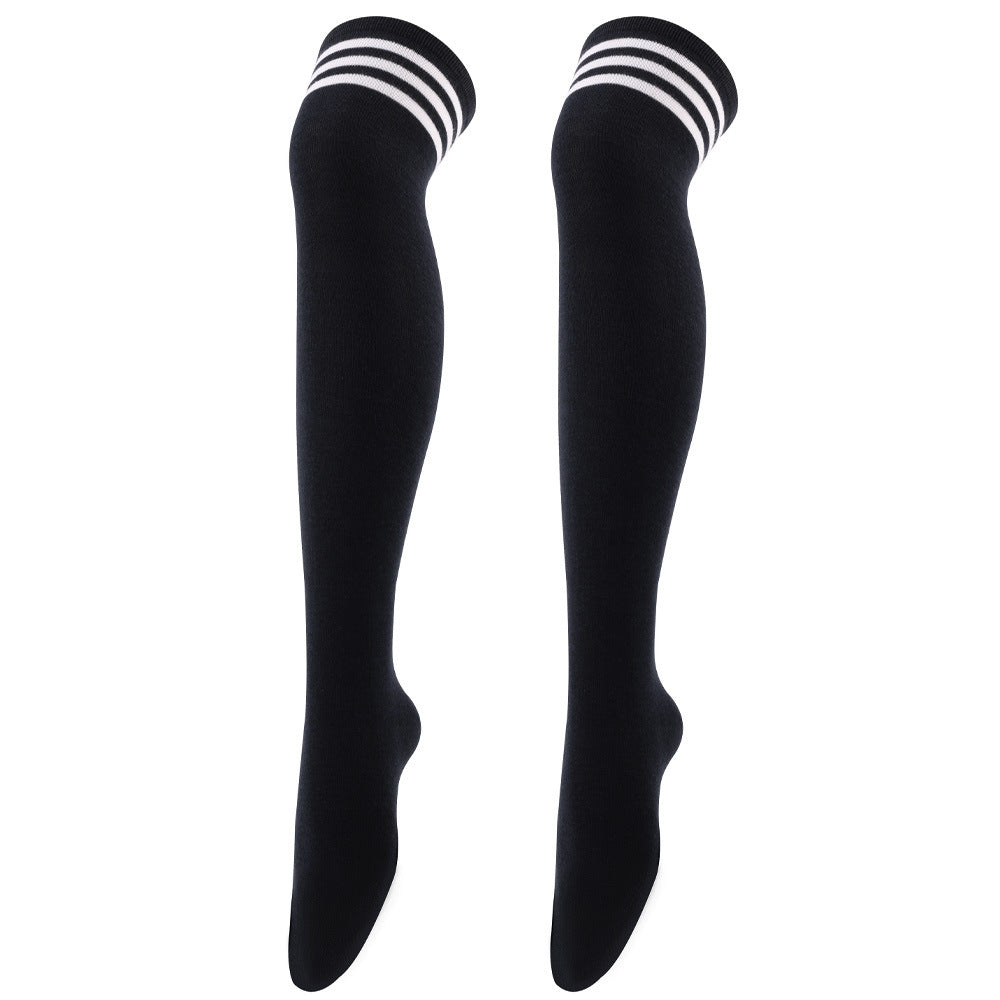 Striped Trim Thigh High Socks Over The Knee Women's Stockings