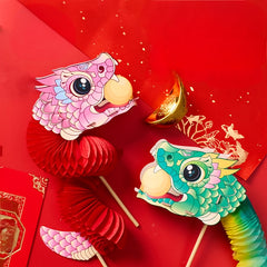 Chinese Year Dragon and Snake Paper Craft DIY Kit Traditional Folk Art Lucky Set