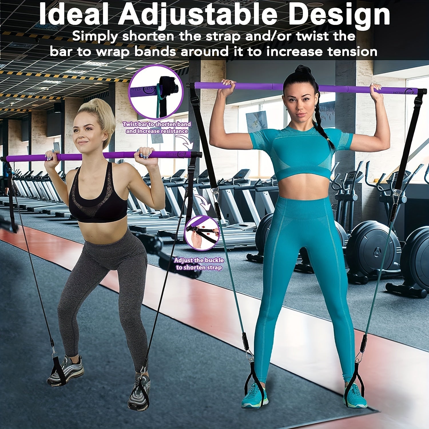 Portable Pilates Bar Kit With Resistance Bands For Men And Women