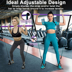 Portable Pilates Bar Kit With Resistance Bands For Men And Women