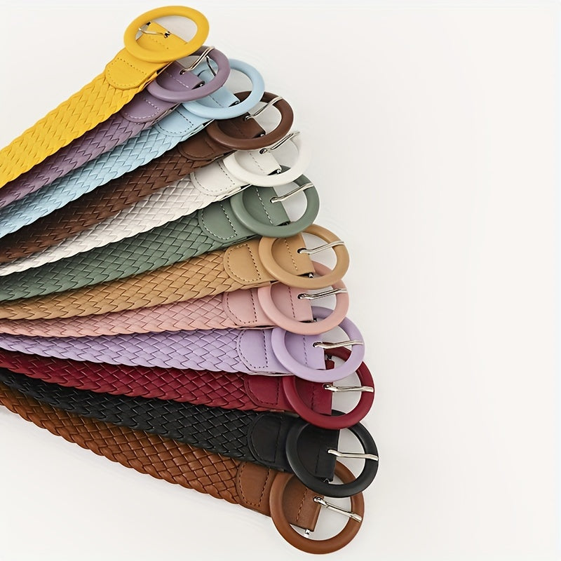 Candy Round Buckle Belt Women Casual Wide Belts Stylish Pants