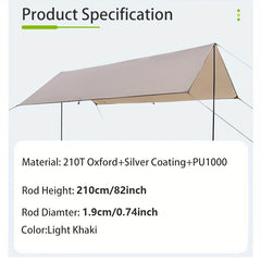 Large Canopy Sun & Rain Protection Awning for Camping Picnic