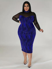 Geometric Print Mesh Bodycon Dress