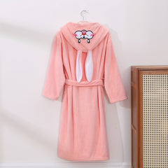 Cartoon Embroidery Hooded Bathrobe for Comfort & Absorbency