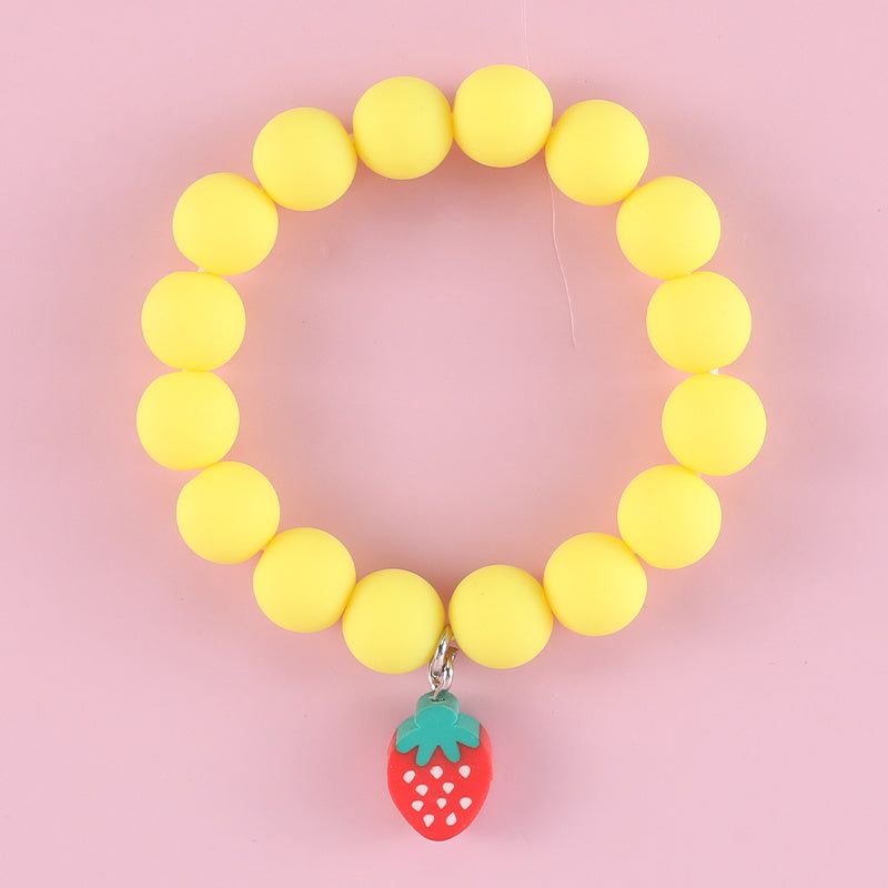 Girls Soft Pottery Fruit Pendant Kids Bead Bracelet