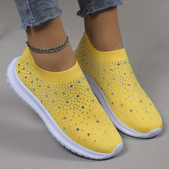 Women's Rhinestone Decor Sneakers Lace Up Slip On Shoes