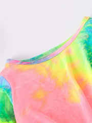 Girl's Rainbow Tie Dye 2pcs Sweatshirt & Pants Set for Spring Fall