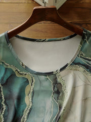Women's Plus Marble Print Tank Top, Round Neck