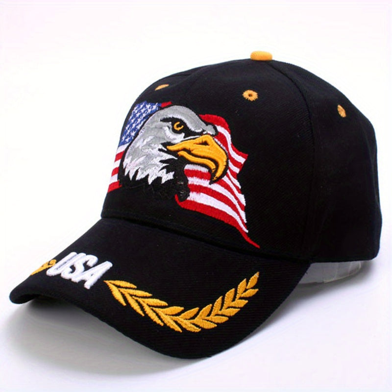 Eagle American Flag Embroidered Peaked Cap Baseball Cap