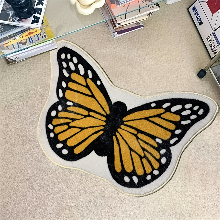 Butterfly Floor Mat for Home Decor, Washable Carpet for Office, Year Decor