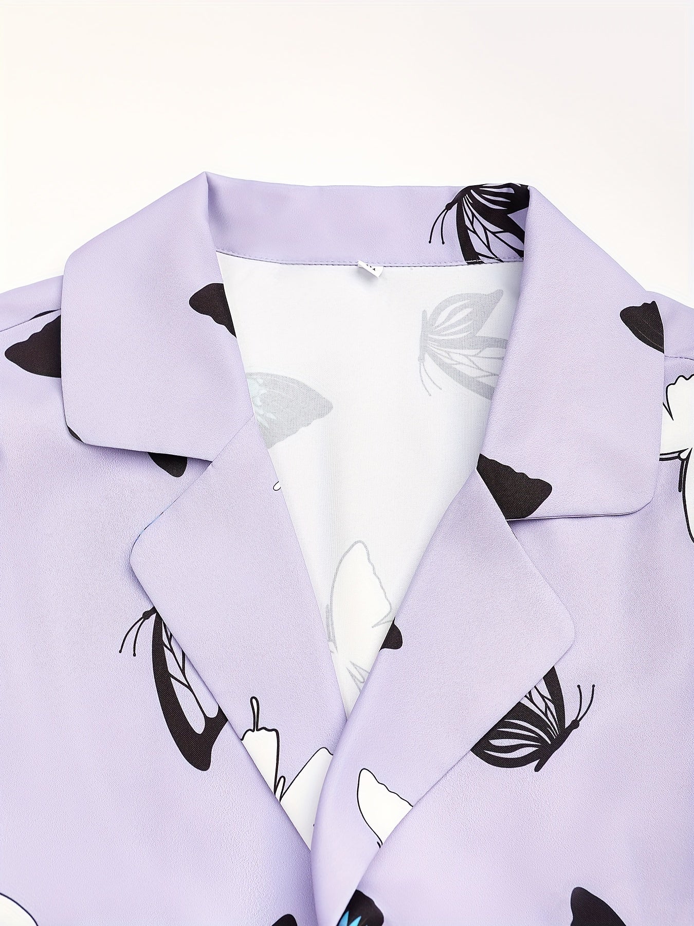 Butterfly Print Lounge Set Long Sleeve Top & Pants