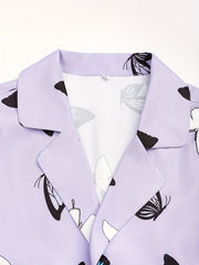 Butterfly Print Lounge Set Long Sleeve Top & Pants