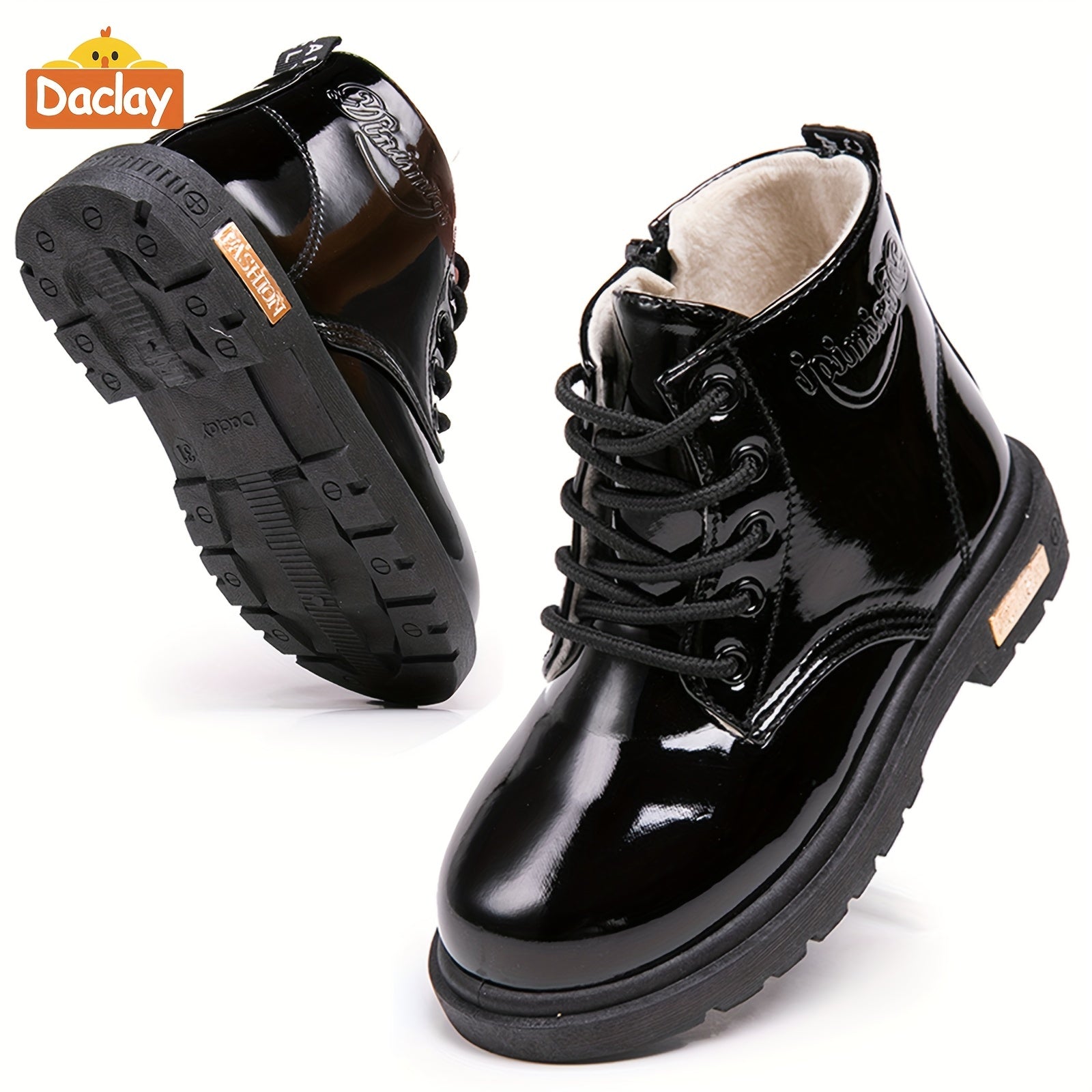 Daclay Girls' Casual Ankle High Boots with Fleece Lining