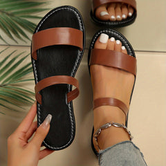 Women's Double Strap Slide Sandals Casual Slip On Flat Summer Shoes