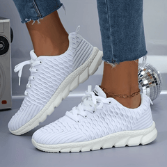Women's Breathable Woven Sneakers Casual Running Shoes Lightweight Low Top Shoes