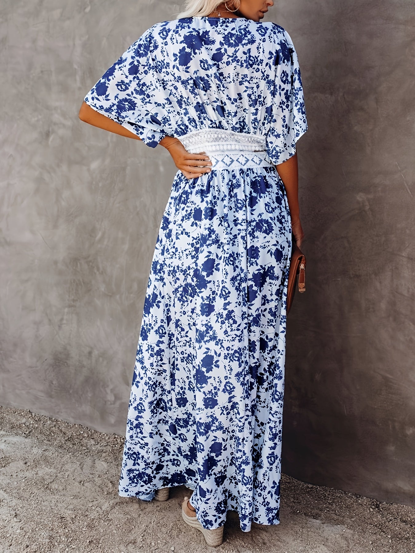 Floral Print Cover Up Shirt with Lace V Neck