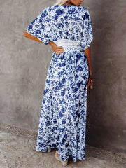 Floral Print Cover Up Shirt with Lace V Neck